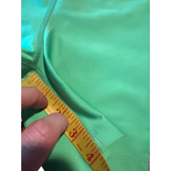Year Of Ours XS Workout Shorts Green Tulip Purple Panels High Waist Stretch Acti - Picture 2 of 8
